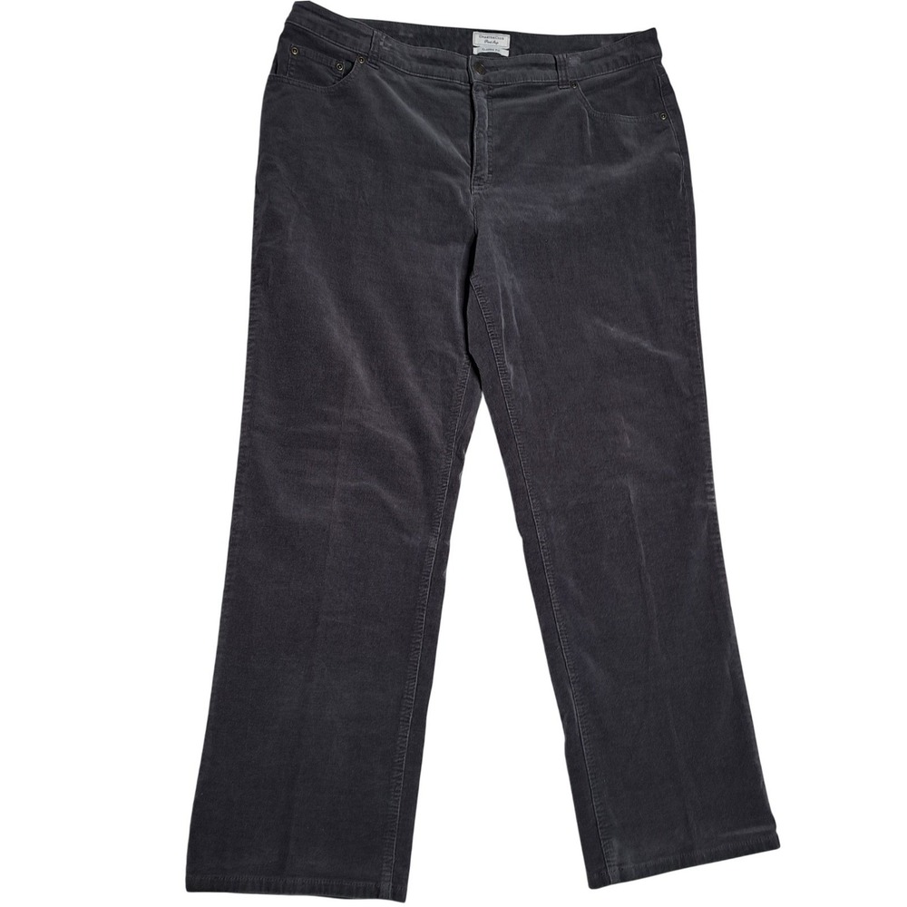 Charter Club Corduroy Pants Women 16 Short Gray Classic Fit Straight Leg Casual